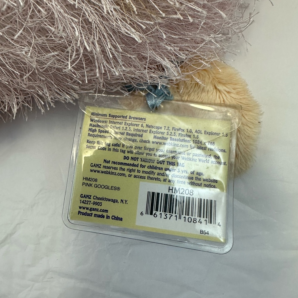 Webkinz Pink Googles Plush Stuffed Animal GANZ Retired 2006 HM208 Sealed Code - Picture 7 of 7